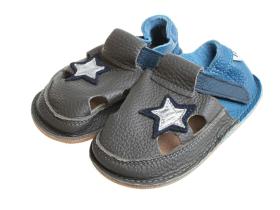 Barefoot TIKKI obuv detská letná - L - HP sivomodrá-hviezda
