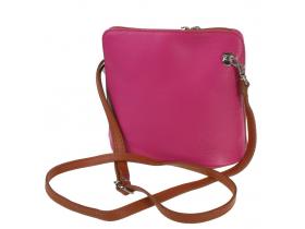 Kožená kabelka BORSE 18x17cm / ružová
hnedý zips, hnedý remienok