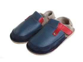 Barefoot TIKKI obuv detská celoročná - C - HP modro-kávová,červený remienok