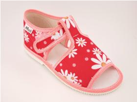 Papučky MANIK  - EU-LOŠ-1S-F339 - D - kvety červená