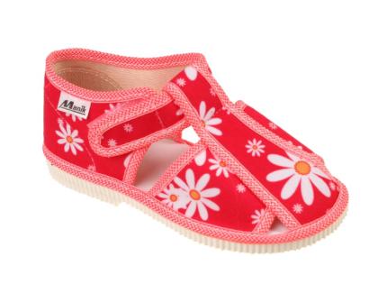 Papučky MANIK - EU-LZŠ-2S-F339 - D - kvety červená