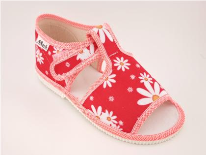 Papučky MANIK  - EU-LOŠ-1S-F339 - D - kvety červená